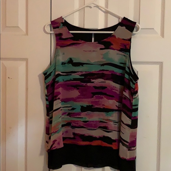 NWOT large black colorful sleeveless top - Picture 1 of 4